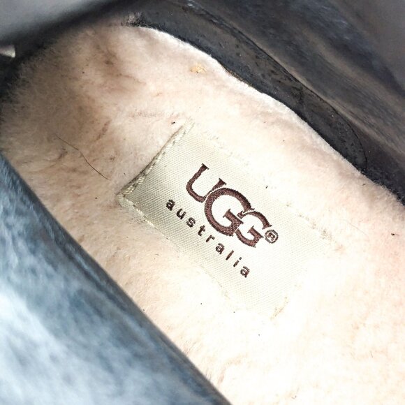 UGG Women Austin Black Suede Moto Buckle Biker Ankle Boots size 10 - Picture 8 of 11